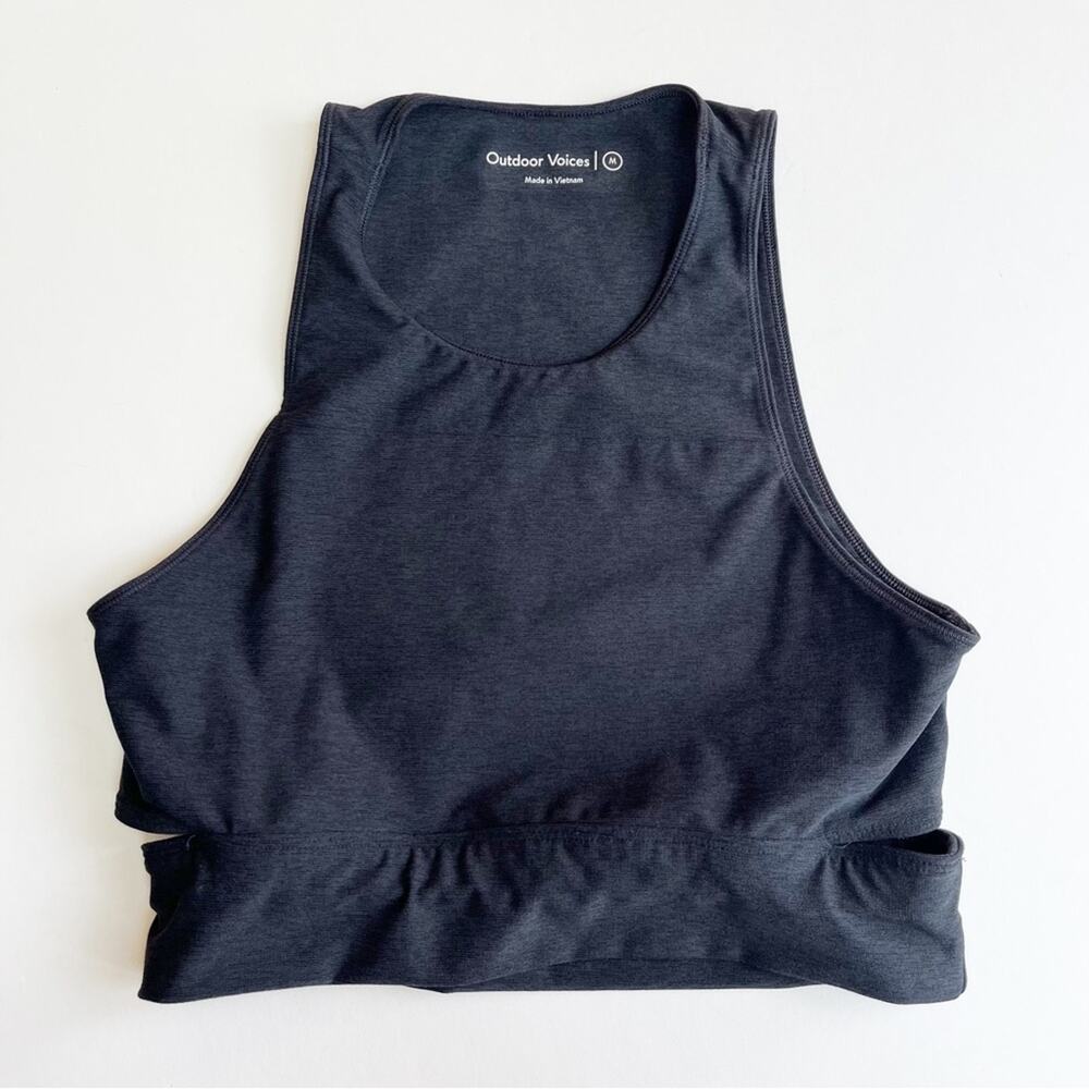 Outdoor Voices Slashback Crop Top Charcoal Gray Size Medium